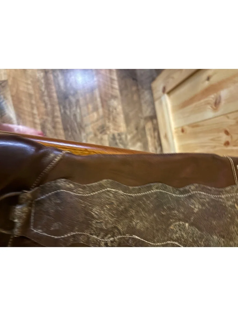 Brown Leather Mid-Calf Western Boots with Decorative Detailing